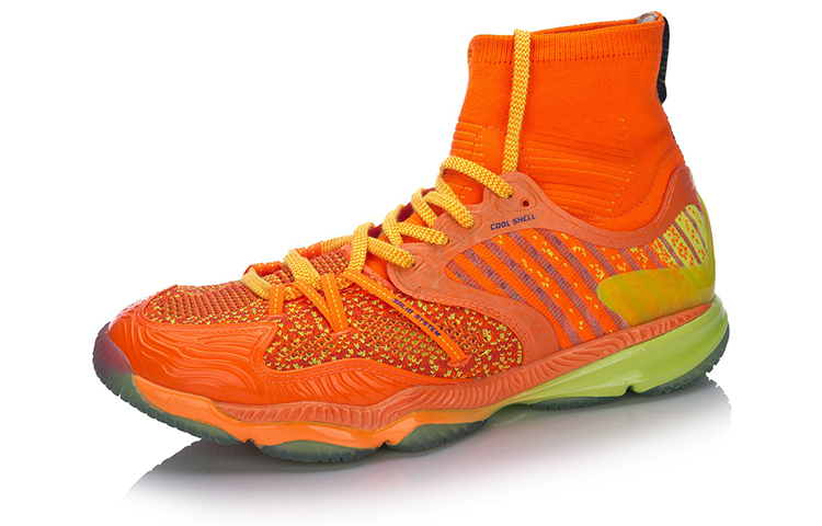 Li Ning Ranger Chameleon Shoe Liner Cushioning Rebound High top Badminton Shoes Unisex Neon Glow Orange