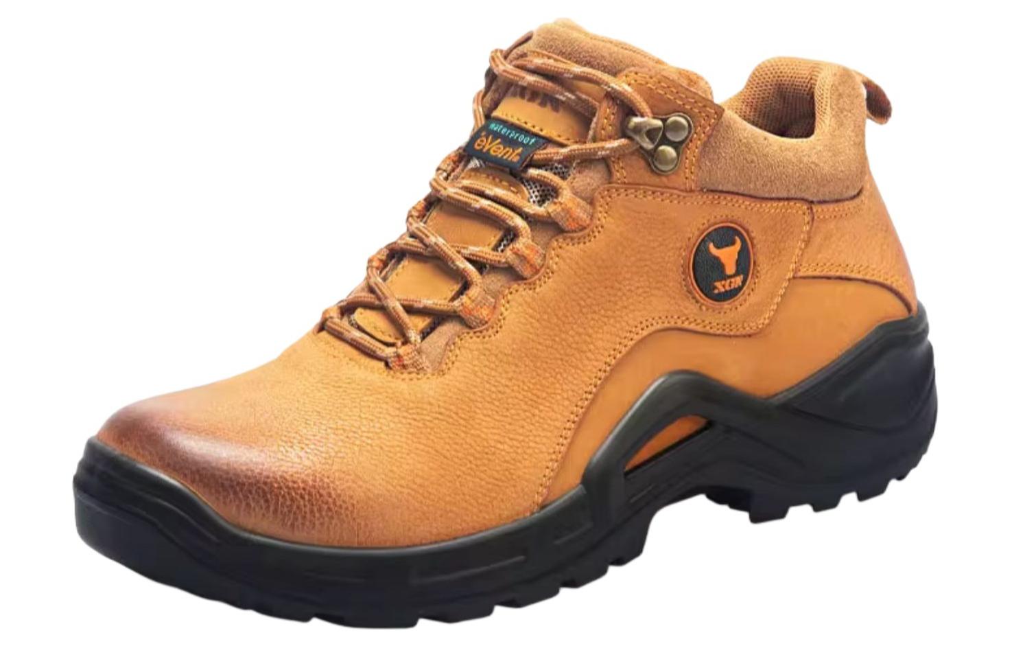 XGN Breathable Cushioning Slip Resistant Mid top Mountaineering Shoes Men’s Earth Yellow