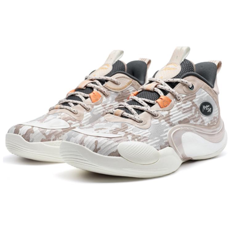 XTEP Textile, Artificial Leather Slip Resistant Abrasion Resistant Low top Basketball Shoes Men’s Pink Tan Brown