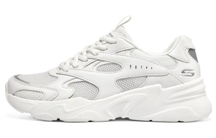 Skechers BOBS BAMINA Mesh, Leather Lace Up Low top Chunky Sneakers Women's White