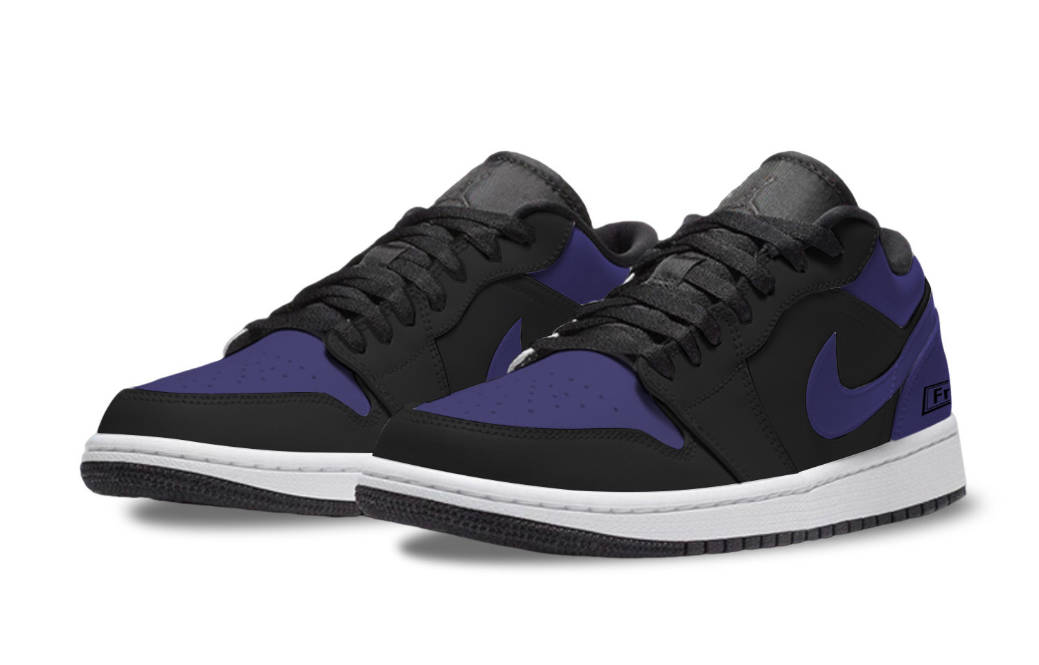 Jordan Air Jordan 1 Abrasion Resistant Low top Vintage Basketball Shoes Unisex Black Purple