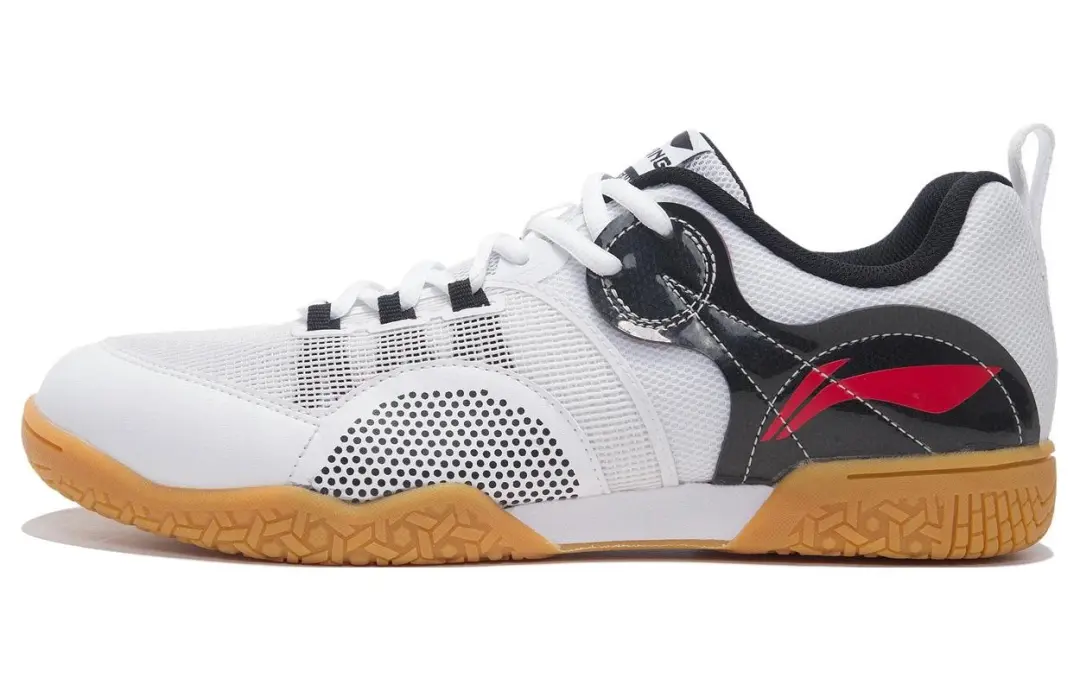 Li Ning Smoothly Glide Slip Resistant Breathable Abrasion Resistant Low top Table Tennis Shoes Men's White Black Red