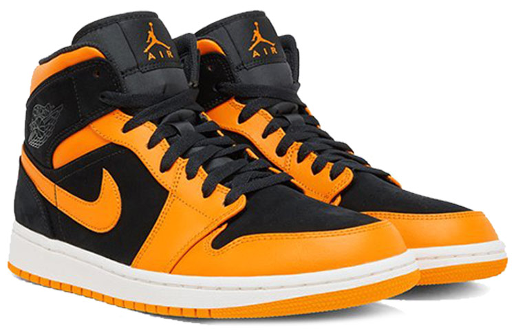 Мужские кроссовки Jordan Air Jordan 1 Mid Peel (черно-оранжевые) — Чёрный / оранжевый — фото 2