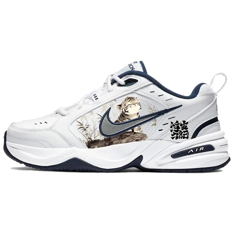 Nike Air Monarch 4 Slip Resistant Abrasion Resistant Low top Chunky Sneakers Unisex Blue White