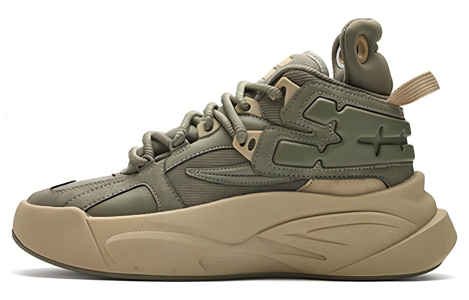 FILA FUSION THE MASH Comfortable Cushioning, Wear Resistant Mid top Vintage Basketball Shoes Men’s Green Yellow