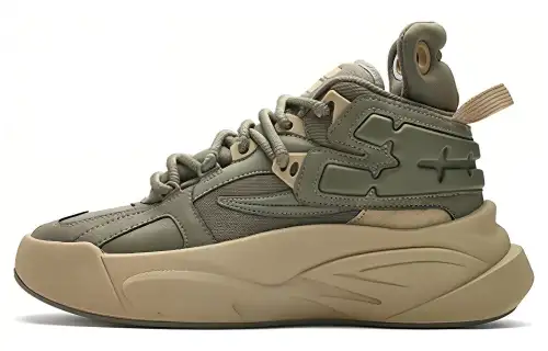 FILA FUSION THE MASH Comfortable Cushioning, Wear Resistant Mid top Vintage Basketball Shoes Men's Green Yellow