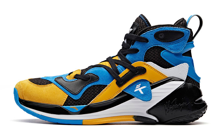 Anta KT4 Klay Thompson High top Performance Basketball Shoes Men's Blue Black Distressed Edition