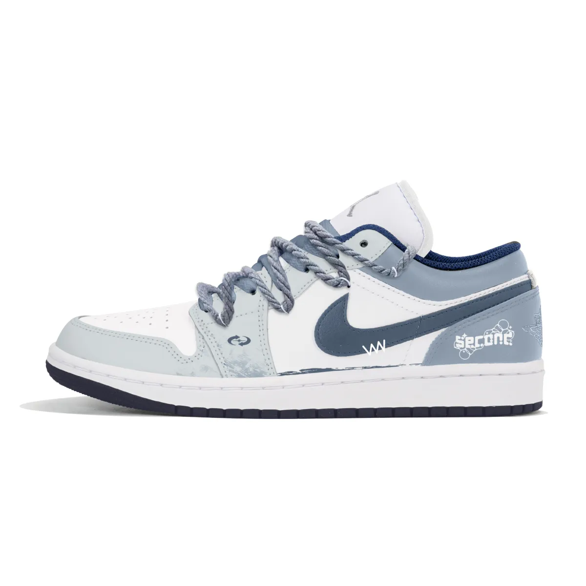Jordan Air Jordan 1 Abrasion Resistant Low top Vintage Basketball Shoes Men's Haze Blue