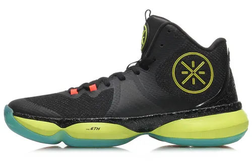 Li Ning Cushioning Rebound Mid top Basketball Shoes Unisex Black Green
