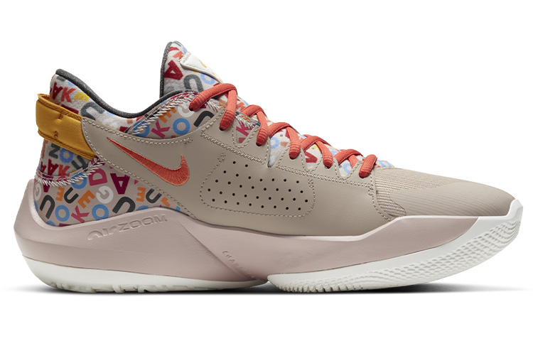 Мужские кроссовки Nike Freak 2 Zoom "Letter Bro" (коричнево-сине-красные) — фото 2