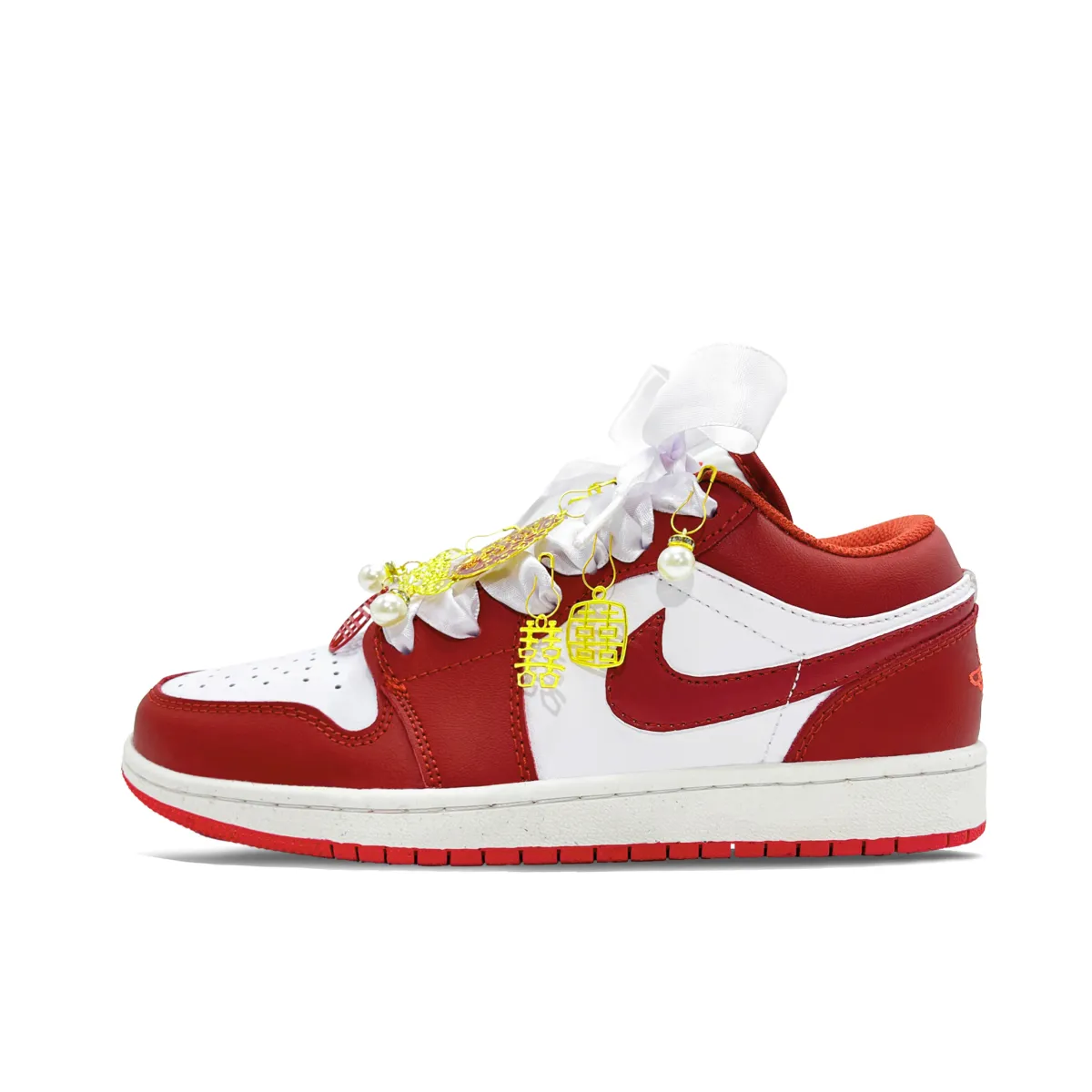 Jordan Air Jordan 1 Vintage Basketball Shoes Unisex Low Top Red, White, Gold