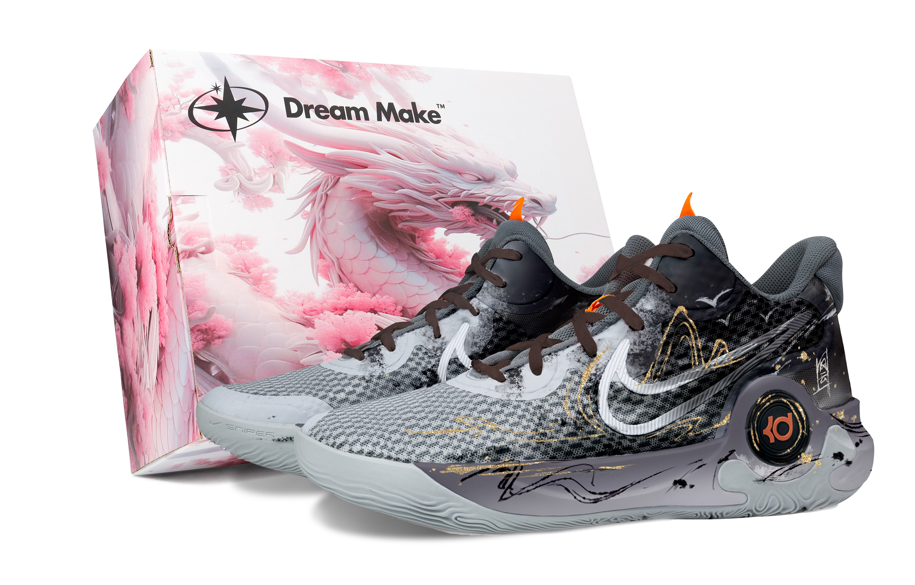 Nike KD Trey 5 IX Cushioning Slip Resistant Abrasion Resistant Mid top Basketball Shoes Unisex Black Gold