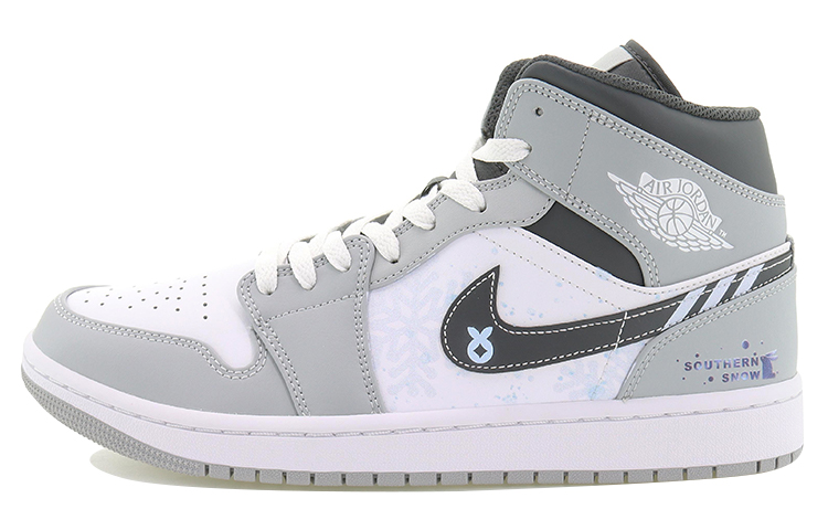 Jordan Air Jordan 1 Mid top Vintage Basketball Shoes Men's Gray White Black