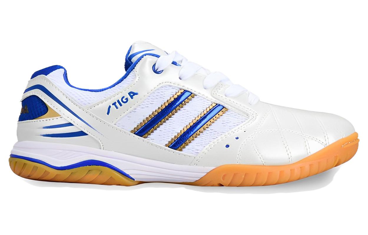 Stiga Slip Resistant Abrasion Resistant Low top Table Tennis Shoes Unisex White Blue