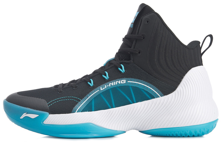 Li Ning YuShuai TD Cushioning Rebound Cushioning Rebound Mid top Basketball Shoes Men's Black Blue
