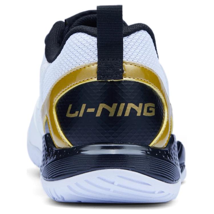 Li Ning Gale Lite Slip Resistant Abrasion Resistant Low top Badminton Shoes Unisex White Gold Black