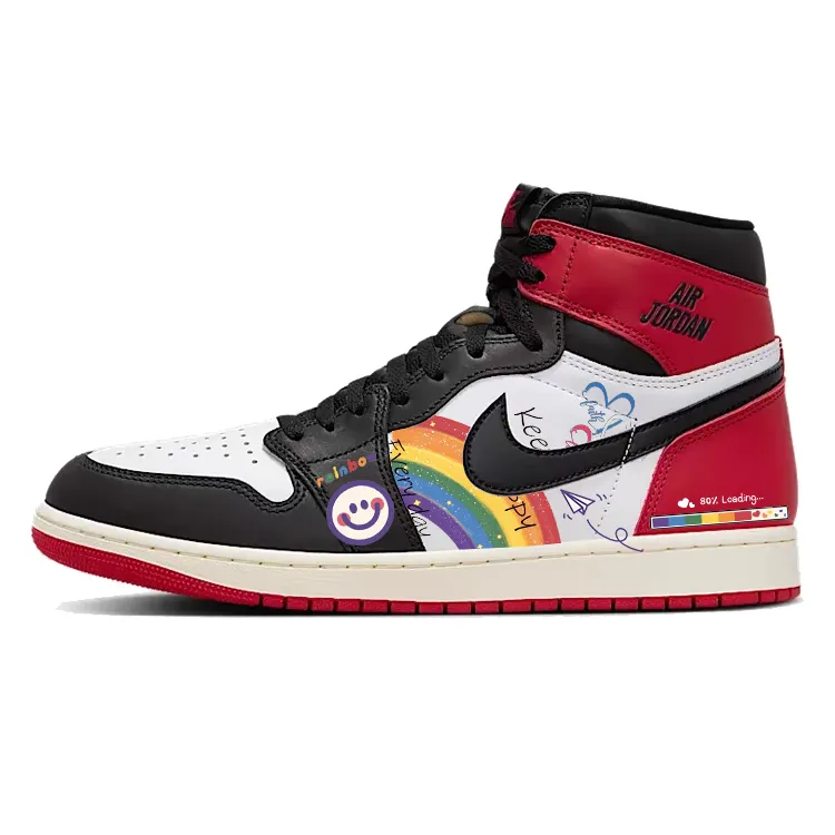 Jordan Air Jordan 1 Slip Resistant Abrasion Resistant High top Vintage Basketball Shoes Men's Red