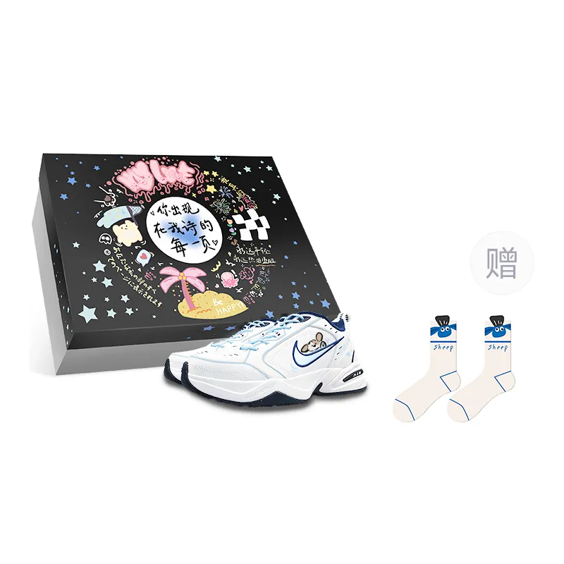 Nike Air Monarch 4 Low top Chunky Sneakers Unisex White Blue