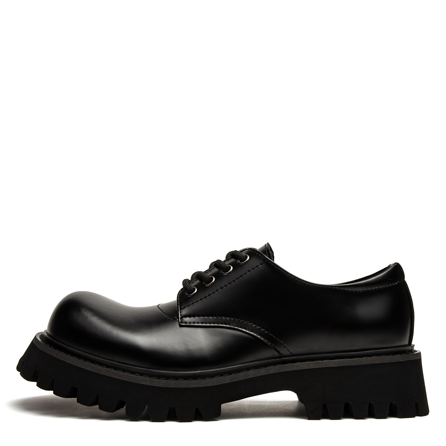 Youthloser Shiny Derby Casual Shoes Unisex Bright Black