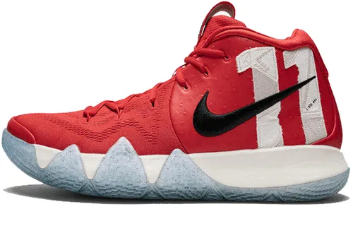 Nike Kyrie 4 Lace Up Mid top Performance Basketball Shoes Men's Red Black
