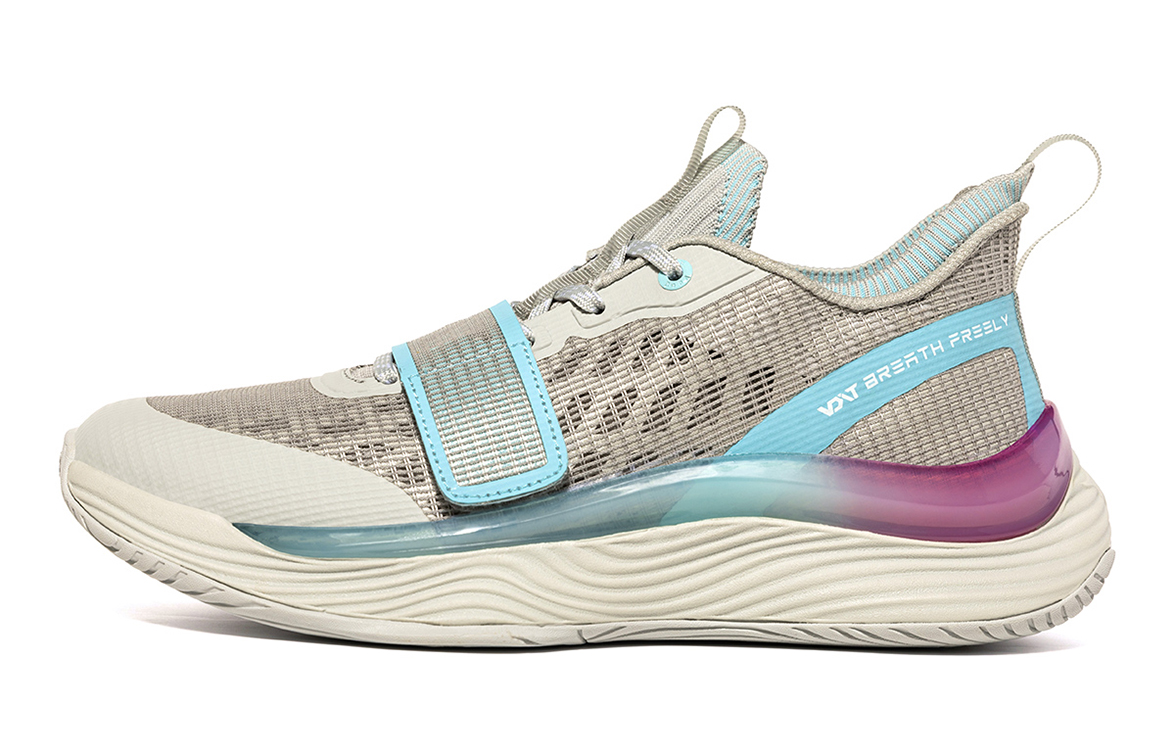VOIT Cushioning, Slip Resistant, And Abrasion Resistant Low Top Basketball Shoes Unisex Light Gray/Blue