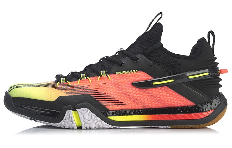 Li Ning Quick Start Saga Cushioning Support Rebound Badminton Shoes Men's Fluorescent Orange Red