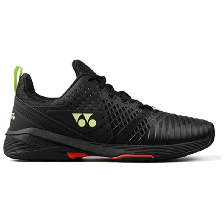 YONEX Power Cushion Sonicage 3 Textile, Leather Breathable Low top Tennis Shoes Unisex Black Cyan Lime Green