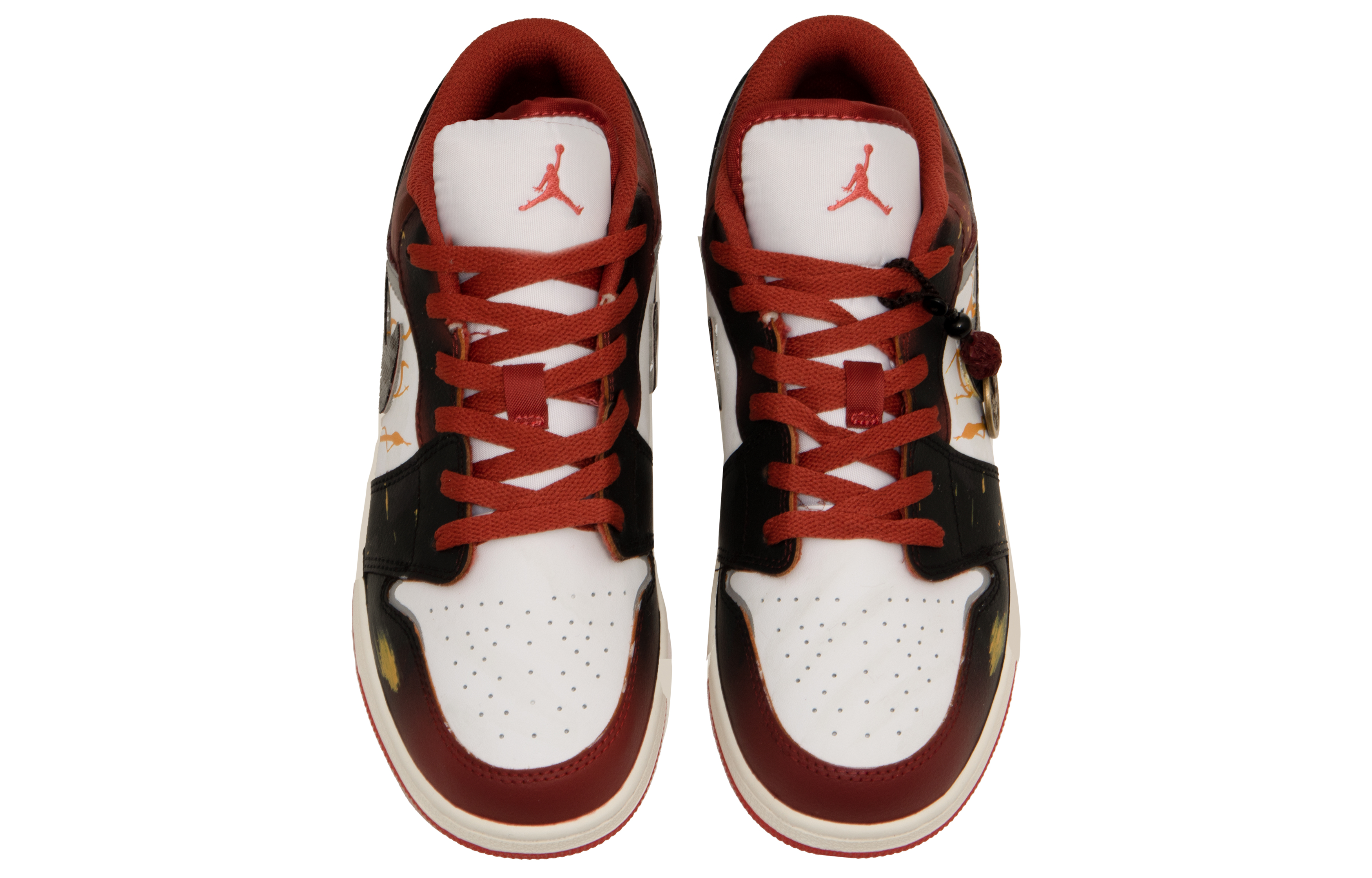 Jordan Air Jordan 1 Cushioning Slip Resistant Low top Vintage Basketball Shoes Men’s Black Red