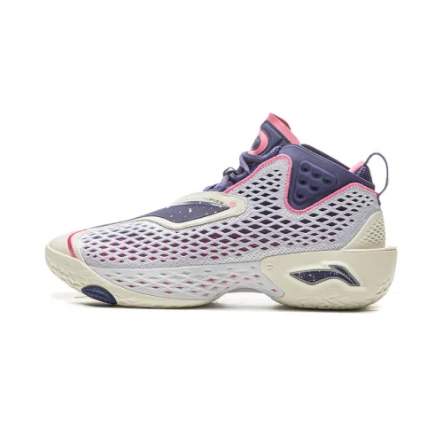 Li Ning BadFive 5 Slip Resistant, Abrasion Resistant, Breathable, Rebound Grip Mid top Basketball Shoes Men's White