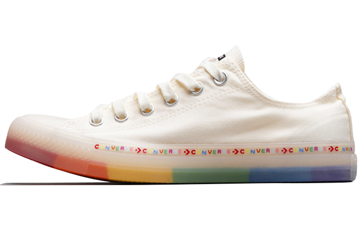 Converse Chuck Taylor All Star classic and versatile lightweight low-top canvas shoes for men and women, white rainbow