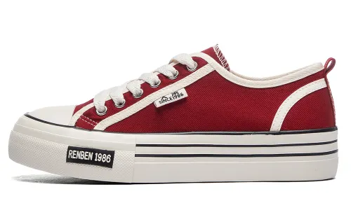 RENBEN Slip Resistant Abrasion Resistant Low top Canvas Shoes Women's Red