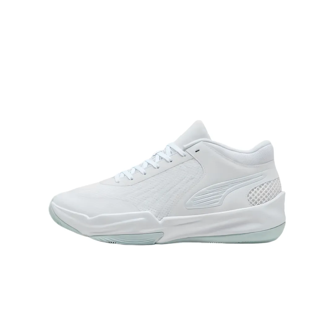 PUMA Court Pro Textile, Artificial Leather Mid top Basketball Shoes Unisex White