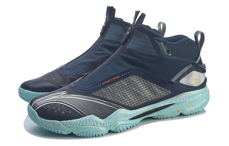 Li Ning 5.0 Cushioning Slip Resistant Abrasion Resistant Coverage Support Mid top Training Shoes Unisex Blue