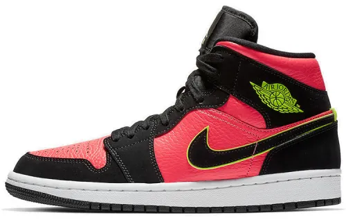 Jordan 1 Mid Black Hot Punch Women's