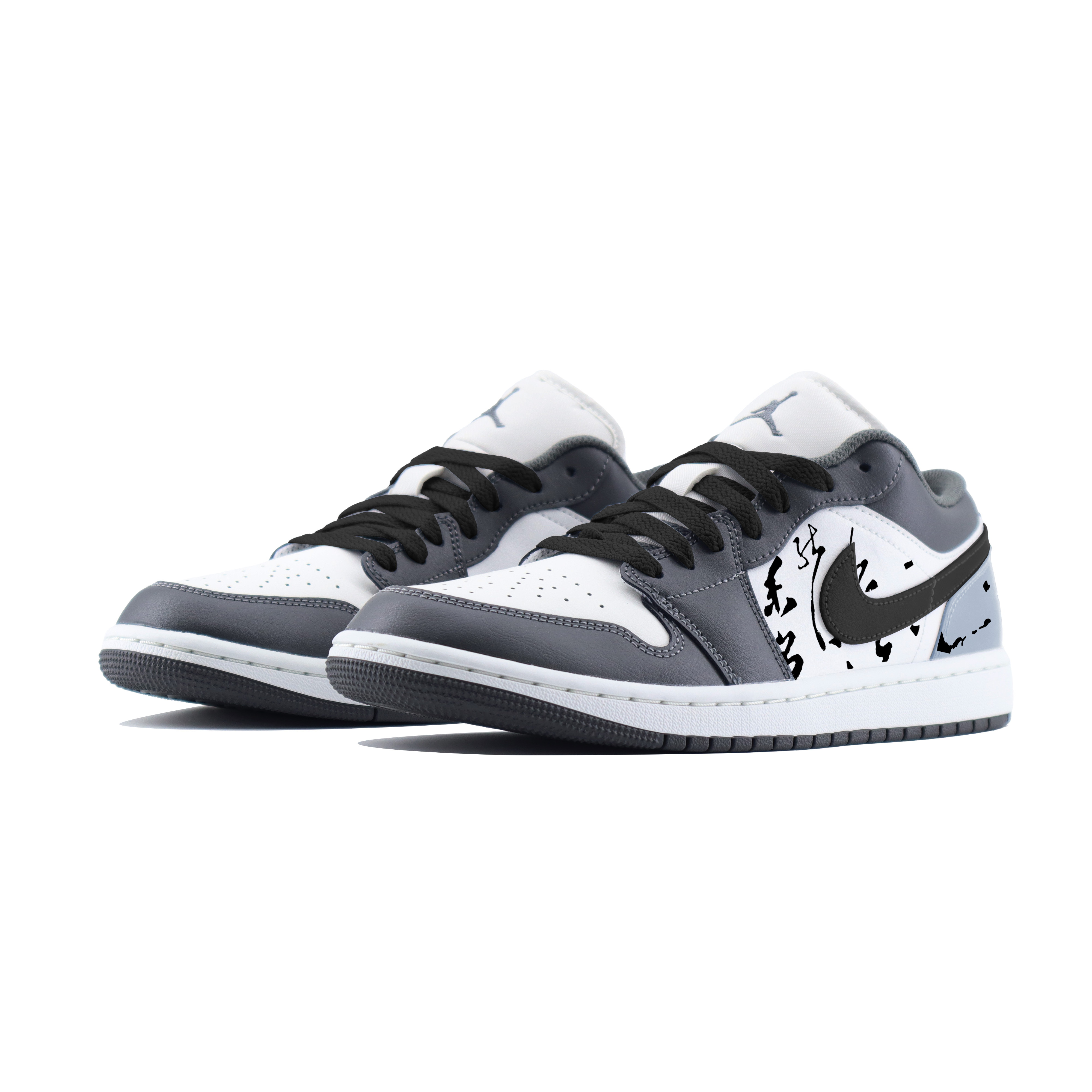Jordan Air Jordan 1 Low Abrasion Resistant Low top Vintage Basketball Shoes Unisex Black Gray