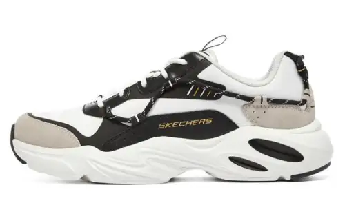 Skechers Stamina Airy Waffle Bear Textile, Leather Low top Chunky Sneakers Men's Black White Gray
