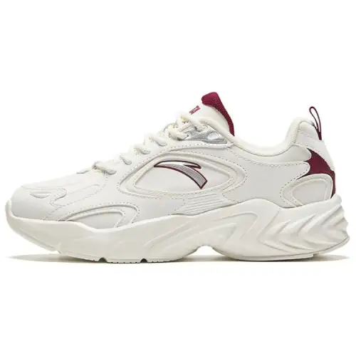 Anta Synthetic Leather Cushioning Slip Resistant Abrasion Resistant Low top Chunky Sneakers Women's White