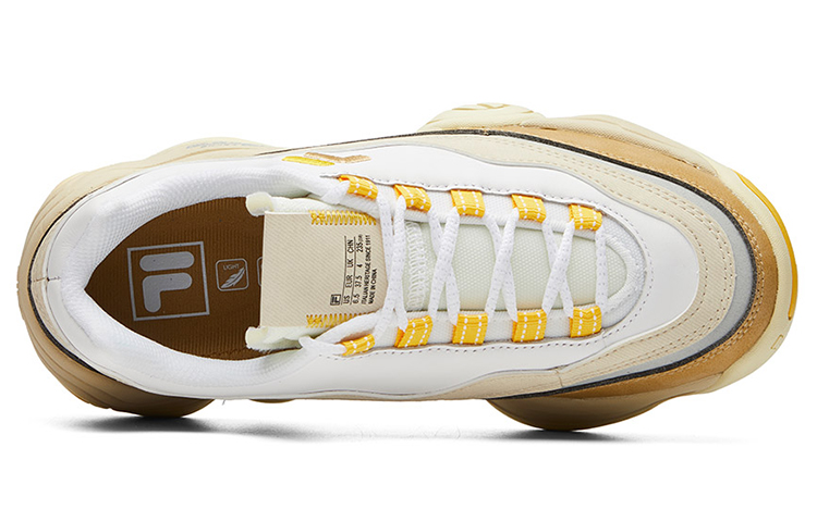 FILA FUSION Handle Synthetic Leather Low top Vintage Basketball Shoes Women’s White Yellow