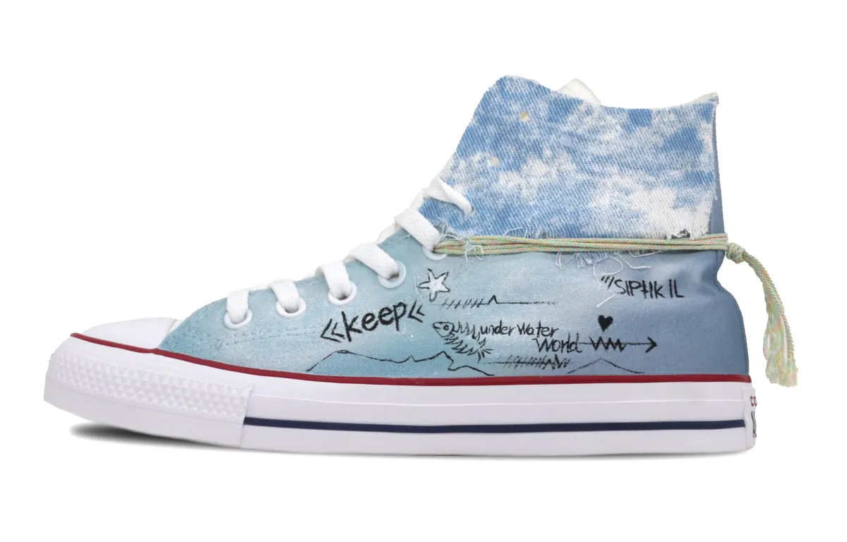 Converse Chuck Taylor Hi Western Coastline Abrasion Resistant High top Canvas Shoes Unisex Bright White Blue