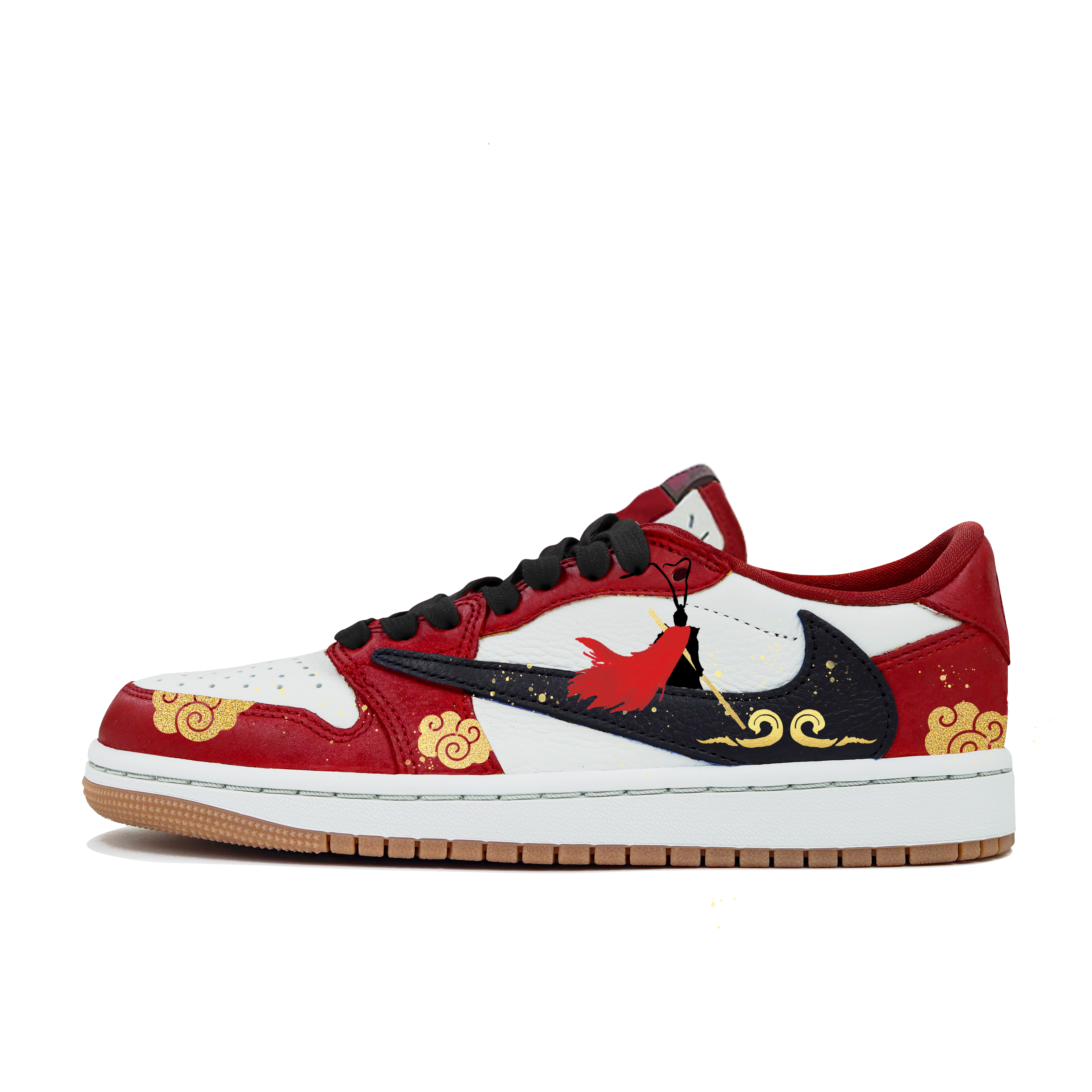 Jordan Travis Scott X Air Jordan Cushioning Slip Resistant Low top Vintage Basketball Shoes Women's Chicago Red