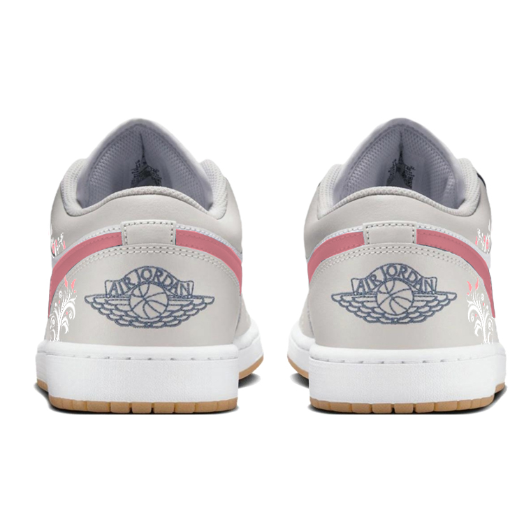 Jordan Air Jordan 1 Slip Resistant Abrasion Resistant Low top Vintage Basketball Shoes Unisex Gray Pink