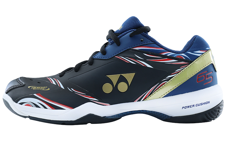 YONEX Yonex 65 Series 3 Fabric Synthetic Leather Shock-Absorbing Anti-Slip Wear-Resistant Waterproof Breathable Wrapped Support Balanced Impact Resistance Lightweight Rebound Low-top Badminton Shoes Same Style for Men and Women Black Blue