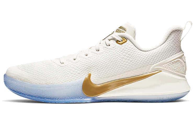 Мужские кроссовки Nike Mamba Focus ep (бело-золотые)
