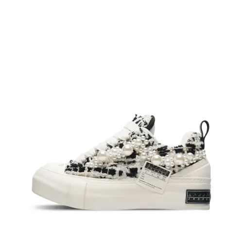 VESSEL Pearl Nougat, Tweed Low top Canvas Shoes Unisex Black White