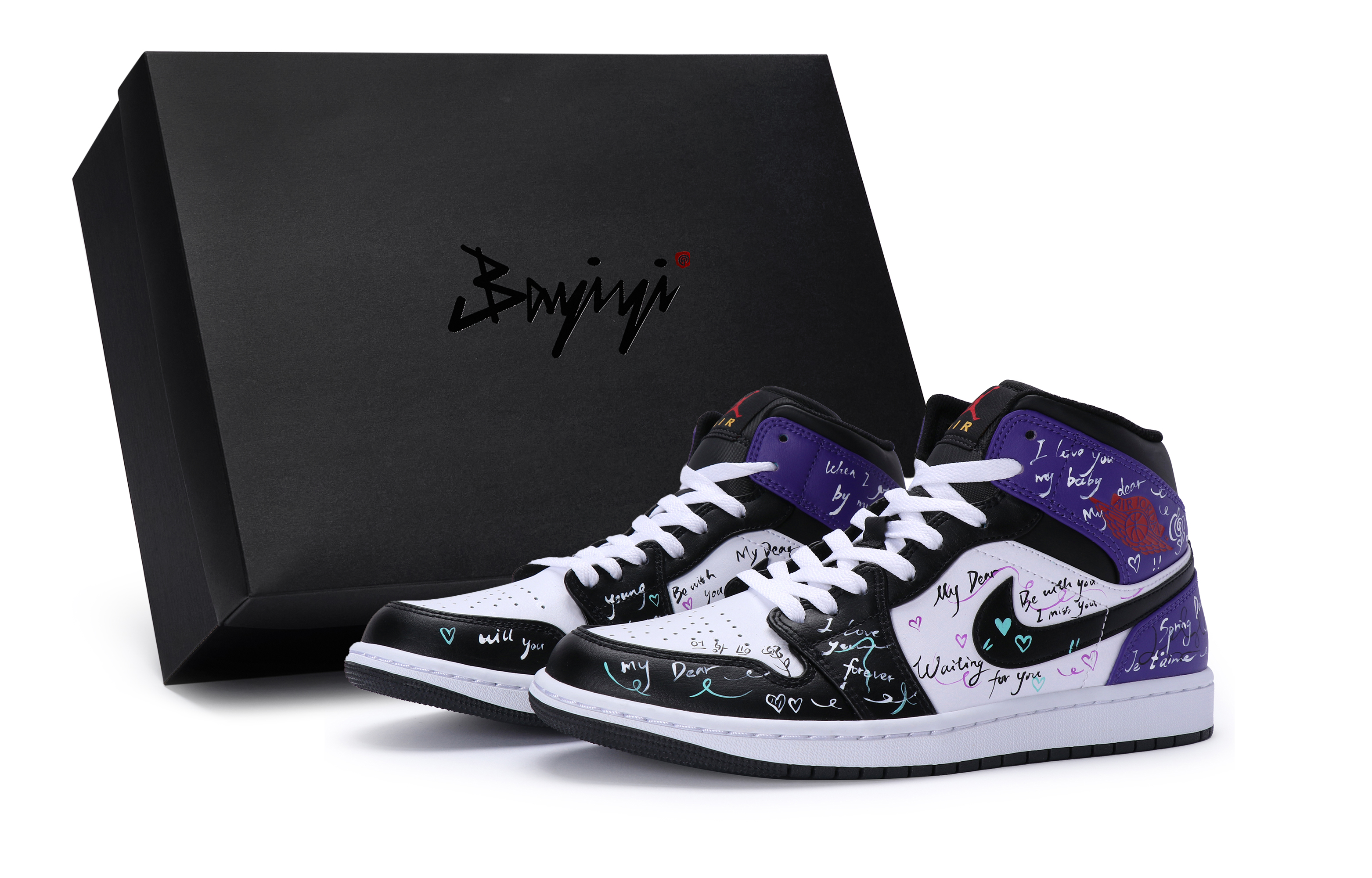 Jordan Air Jordan 1 Vintage Basketball Shoes Men's Mid Top Black/Purple