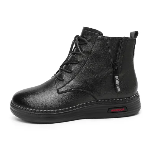 Warrior, demi-season fashionable universal comfortable keep warm wear-resistant non-slip fleece winter low boots, for middle age, soft sole, simple and elegant design