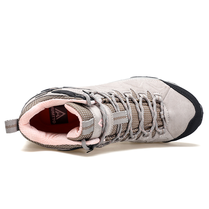 HUMTTO Coverage Grip Support High top Mountaineering Shoes Women’s Beige Gray