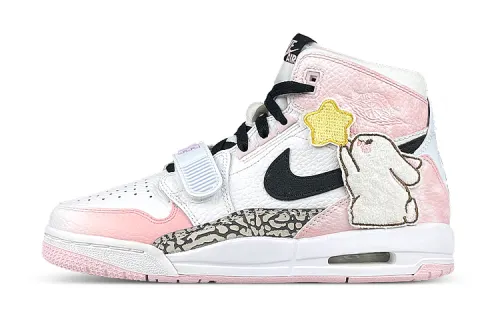 [Custom shoes] Jordan Legacy 312 Rabbit Star can tear the gradient powder, gradient powder, blooming girl heart retro basketball shoes, women's white powder