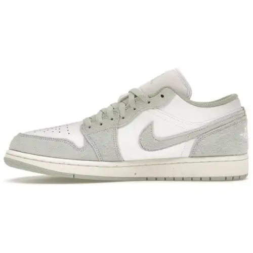 Jordan Air Jordan 1 Slip Resistant Abrasion Resistant Low top Vintage Basketball Shoes Men's White Cyan