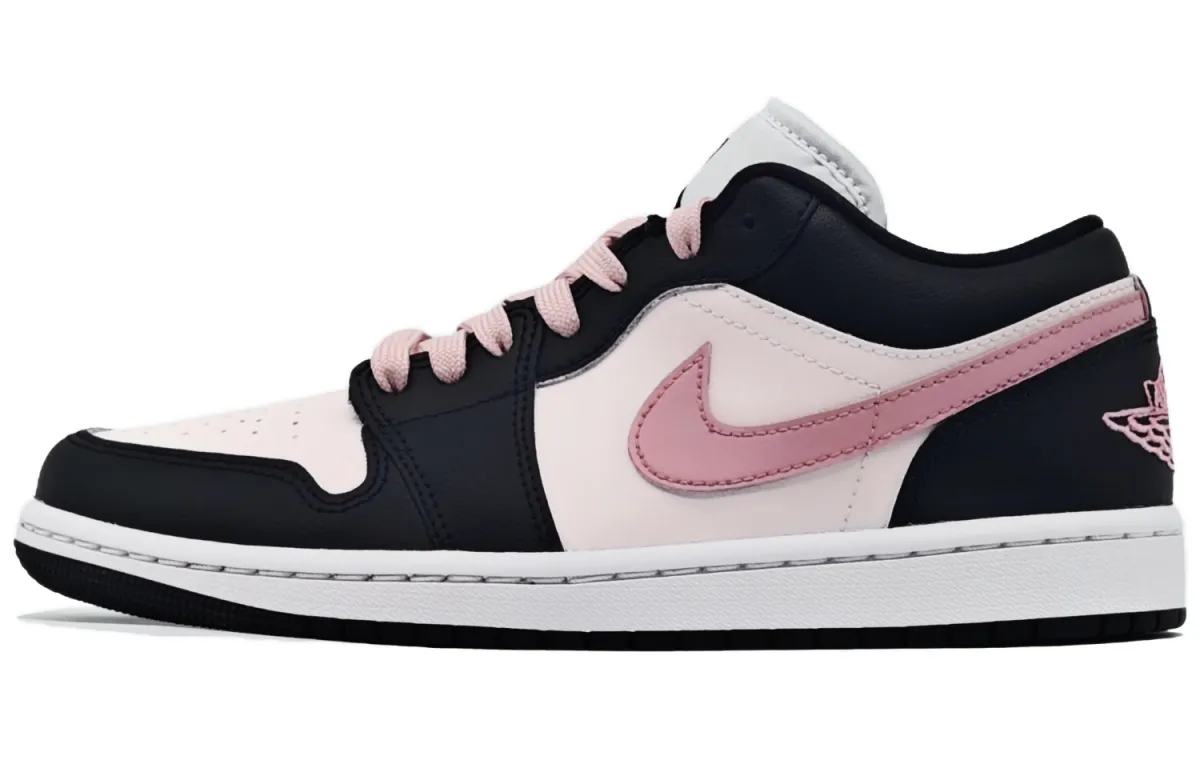 Jordan Air Jordan 1 Slip Resistant, Abrasion Resistant, Lightweight Low top Vintage Basketball Shoes Women's Black Pink